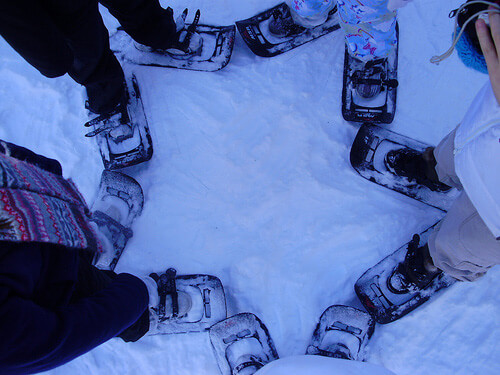 Group of New Haven girls in their snowshoes