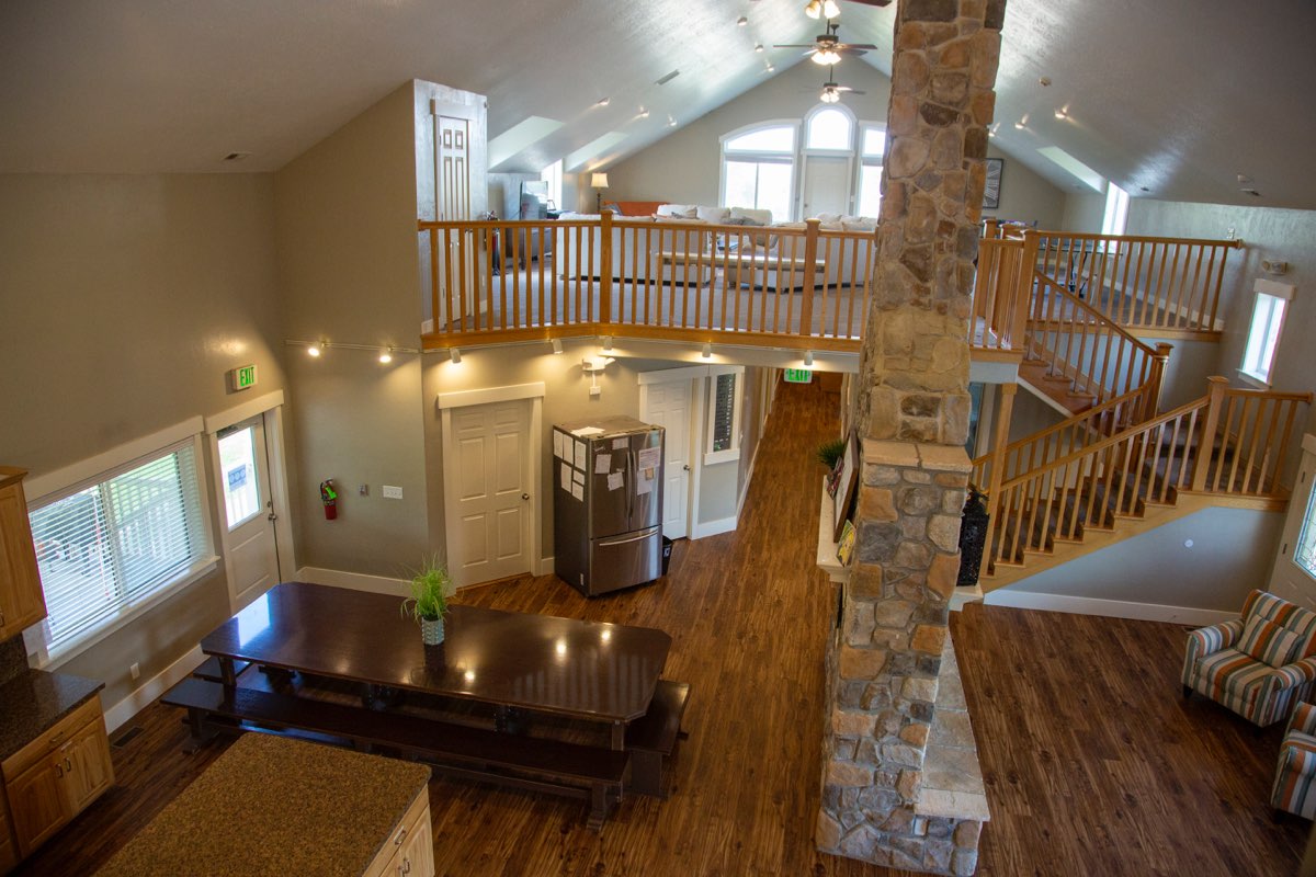 Living Room and Loft in Eleanor Roosevelt House, New Haven Residential Treatment Center