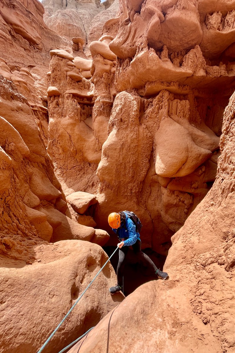 Canyoneering adventure trip, girl on rappel, New Haven Residential Treatment Center